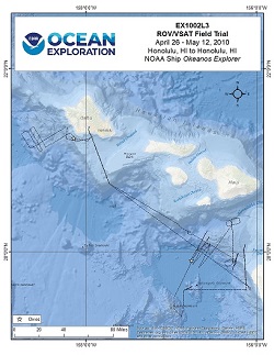 Okeanos Explorer (EX1002L3): ROV/VSAT Field Trial Overview Map