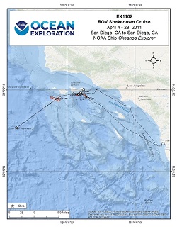 Okeanos Explorer (EX1102): ROV Shakedown Cruise Overview Map