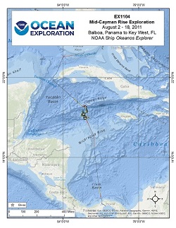 Okeanos Explorer (EX1104): Mid-Cayman Rise Exploration Overview Map