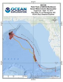 Okeanos Explorer (EX1105): Field Trials of EM302 Multibeam Sonar Water Column Backscatter Overview Map