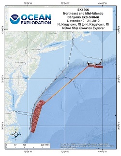 Okeanos Explorer (EX1206): Northeast and Mid-Atlantic Canyons Exploration Overview Map