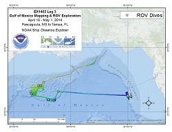 Okeanos Explorer (EX1402L3): Gulf of Mexico Mapping and ROV Exploration Overview Map