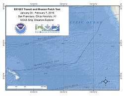 Okeanos Explorer (EX1601): Transit and Mission Patch Test Overview Map