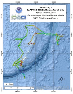 Okeanos Explorer (EX1605L1): CAPSTONE CNMI & Mariana Trench MNM (ROV & Mapping) Overview Map