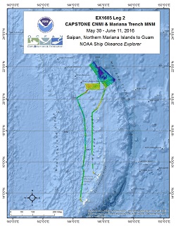 Okeanos Explorer (EX1605L2): CAPSTONE CNMI & Mariana Trench MNM (Mapping) Overview Map
