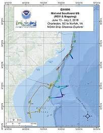 Okeanos Explorer (EX1806): Mid and Southeast US (ROV and Mapping) Overview Map