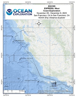 Okeanos Explorer (EX2309): EXPRESS: West Exploration ROV + VIP Dives Overview Map